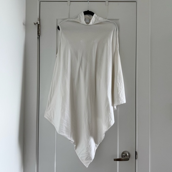 Complex Geometries white asymmetric draped cotton sleeveless top - One Size - Picture 3 of 5